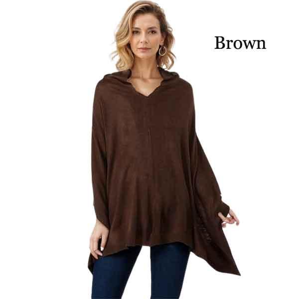 Wholesale 8672 - Cashmere Feel Ponchos  Brown - One Size Fits Most
