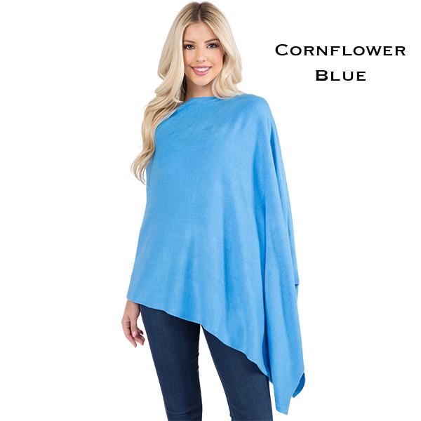 Wholesale 8672 - Cashmere Feel Ponchos  Cornflower Blue - One Size Fits Most
