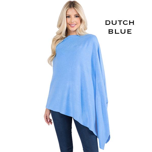 Wholesale 8672 - Cashmere Feel Ponchos  Dutch Blue - One Size Fits Most