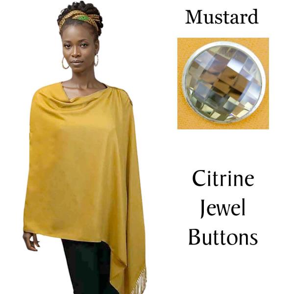 Wholesale 534 - Cashmere Feel Shawls w/Jeweled Buttons #12 Mustard with Citrine Jewel Buttons - 29