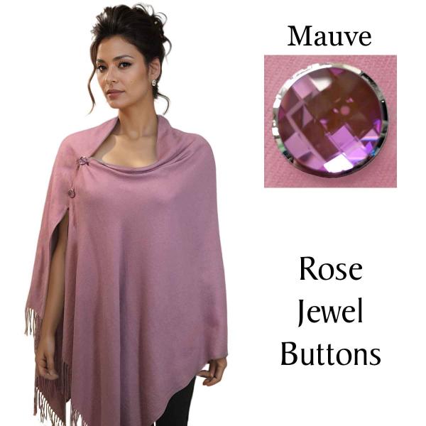 Wholesale 534 - Cashmere Feel Shawls w/Jeweled Buttons #16 Mauve with Rose Jewel Buttons - 29