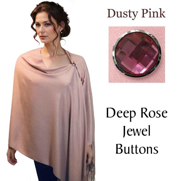 Wholesale 534 - Cashmere Feel Shawls w/Jeweled Buttons #20 Dusty Pink with Deep Rose Jewel Buttons - 29
