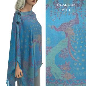 3109 - Pashmina Style Button Shawls Peacock - #11<br> Pashmina Style Button Shawl - 