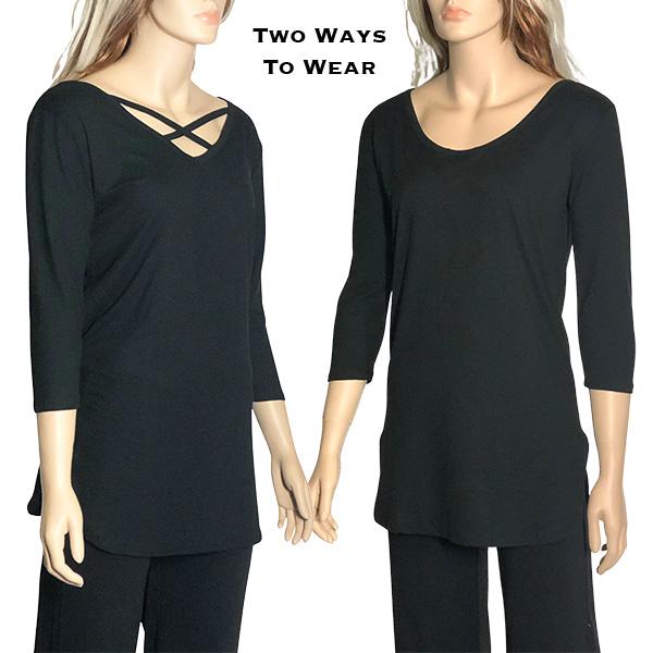 Wholesale 3110 - Criss Cross Tunics Black - 1X-2X