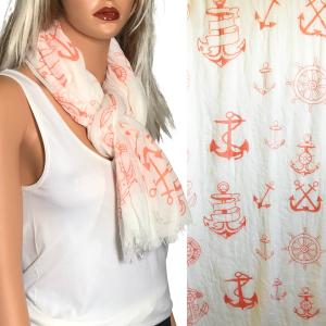 3111 - Nautical Print Scarves Oblong and Infinity 8289 - Orange <br>
Nautical Theme Oblong - 