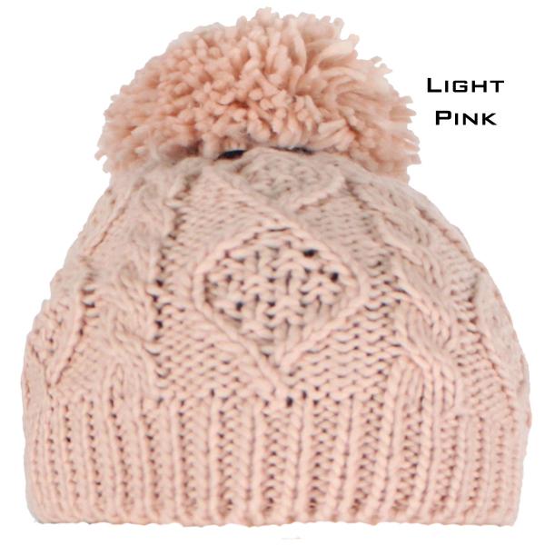 Wholesale 3114 - Winter Knit Hats 10027 LIGHT PINK/YARN POM POM Knit Winter Hat - One Size Fits Most