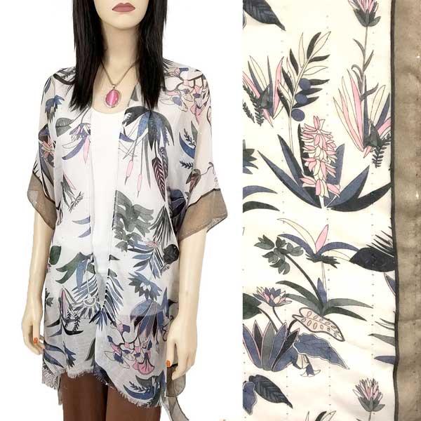 Wholesale 9151 - Sequined Kimono Tan Border - 