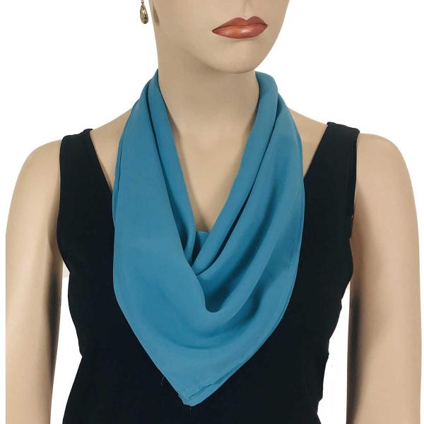 Wholesale 1009 Magnetic Clasp Scarves (Georgette Triangle) Solid Aqua - 