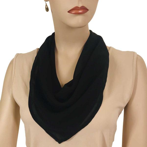 Wholesale 1009 Magnetic Clasp Scarves (Georgette Triangle) Solid Black - 