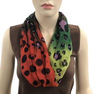0945 Magnetic Clasp Scarves (Cotton Touch) #11 Fantasy Leopard Spots Green-Orange-Yellow (Silver Clasp)* - 