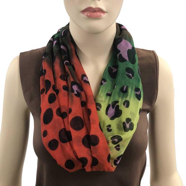 Wholesale 0945 Magnetic Clasp Scarves (Cotton Touch) #11 Fantasy Leopard Spots Green-Orange-Yellow (Silver Clasp)* - 