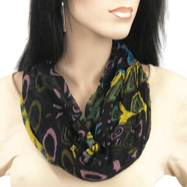 Wholesale 0945 Magnetic Clasp Scarves (Cotton Touch) #08 African Abstract Black - 