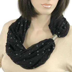 0945 Magnetic Clasp Scarves (Cotton Touch) #42 Starry Print Black - 