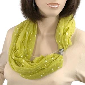 0945 Magnetic Clasp Scarves (Cotton Touch) #44 Starry Print Green Apple - 