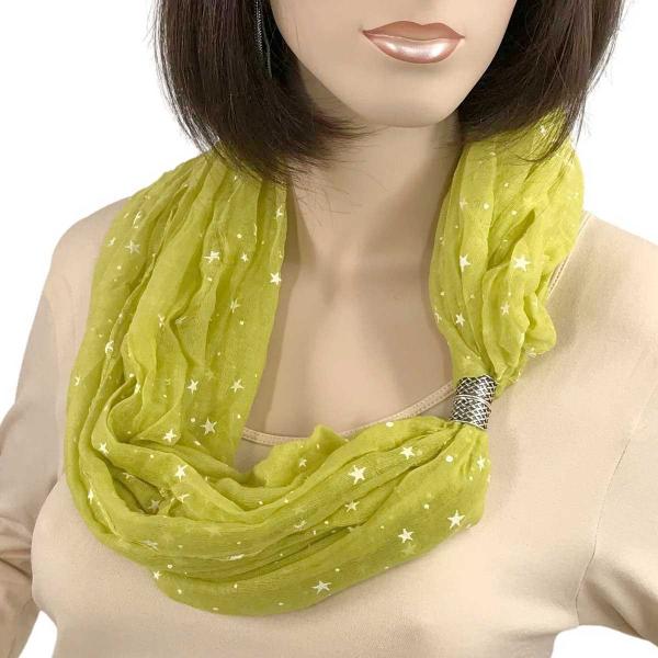 Wholesale 0945 Magnetic Clasp Scarves (Cotton Touch) #44 Starry Print Green Apple - 