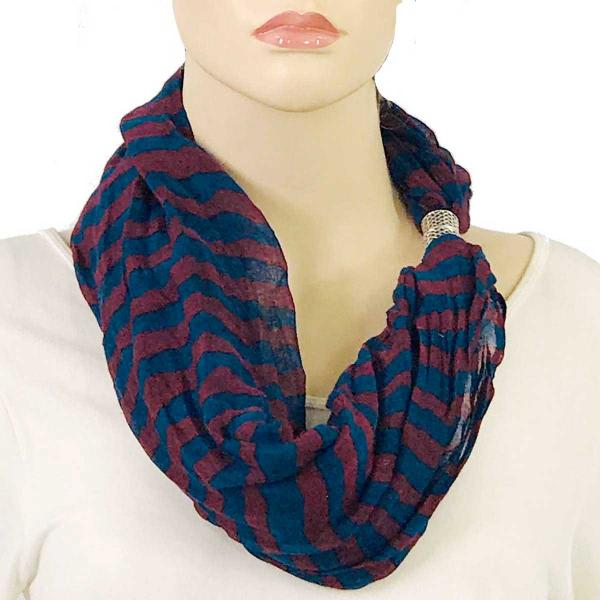 Wholesale 0945 Magnetic Clasp Scarves (Cotton Touch) #16 Stripes Burgundy-Navy - 