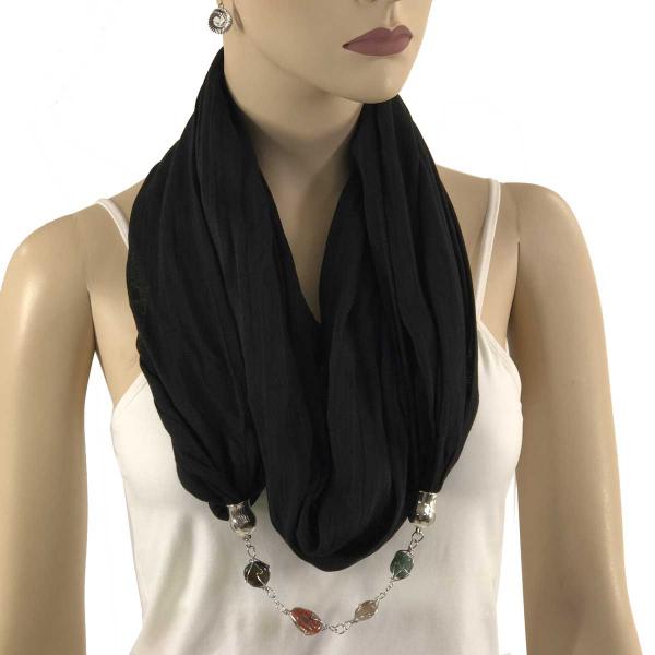 Wholesale 100 - Cotton/Silk Jewelry Infinity Scarves  Black - 