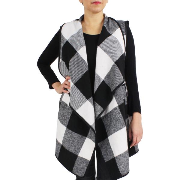 Wholesale Matching Pieces for Autumn and Winter 3178 BUFFALO PLAID WHITE/BLACK - Vest 9411 - Vests - Buffalo Check 9411