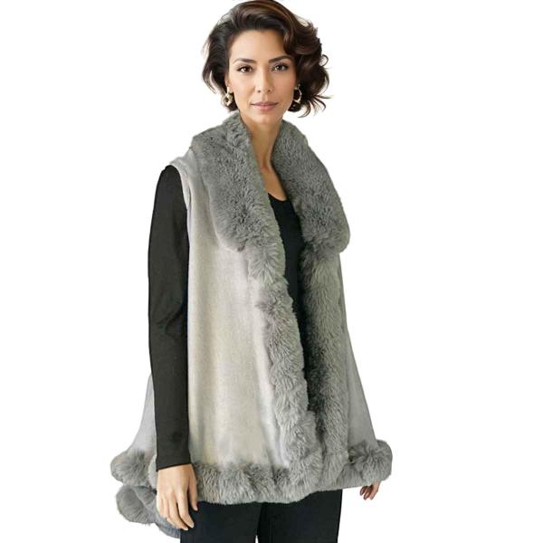 wholesale LC11 - Faux Rabbit Fur Vests LC11 - #16 Light Grey  - One Size Fits Most