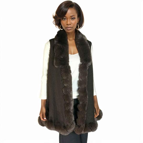 wholesale LC11 - Faux Rabbit Fur Vests LC11 - Dark Brown #10 - One Size Fits Most
