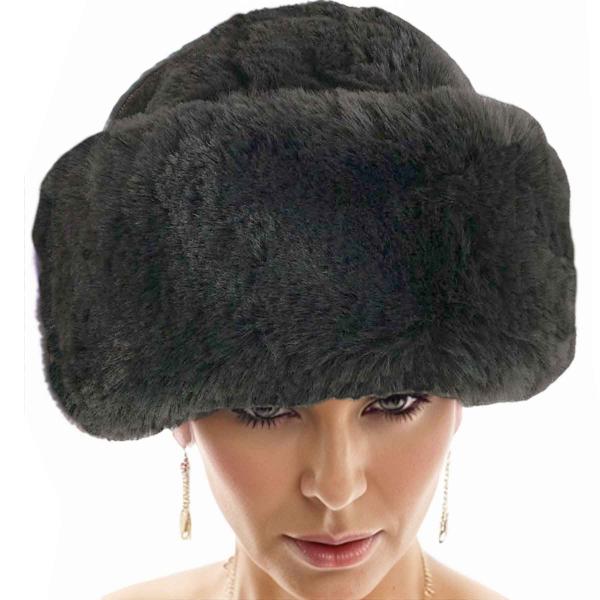 wholesale 3201 - Faux Rabbit Cossack Hats Charcoal<br>
Faux Rabbit Cossack Hat
 - One Size Fits Most