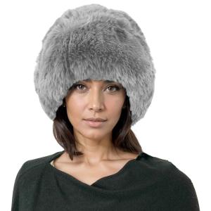 Wholesale 3201 - Faux Rabbit Cossack Hats Light Grey<br>
Faux Rabbit Cossack Hat
 - One Size Fits Most