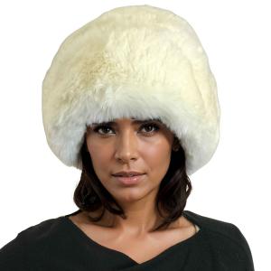 Wholesale 3201 - Faux Rabbit Cossack Hats Ivory<br>
Faux Rabbit Cossack Hat
 - One Size Fits Most