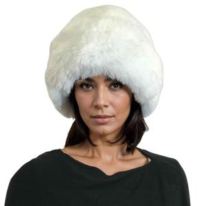 Wholesale 3201 - Faux Rabbit Cossack Hats White<br>
Faux Rabbit Cossack Hat
 - One Size Fits Most