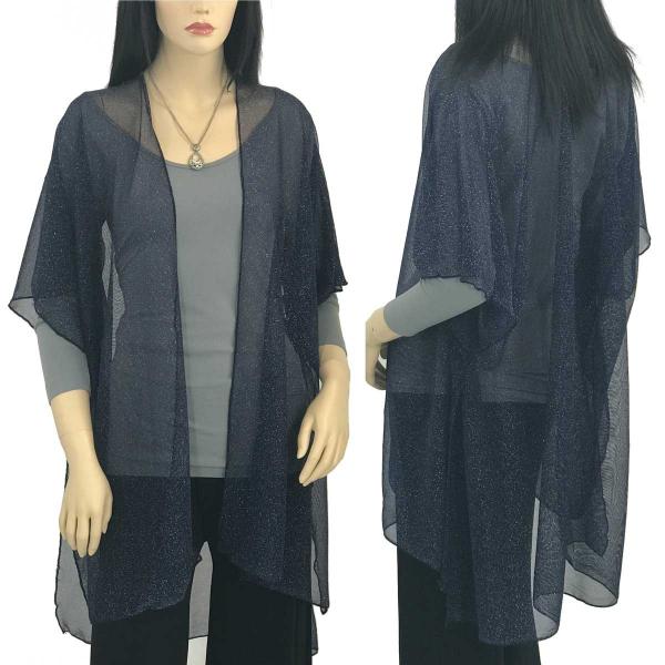wholesale 9647 - Lurex Sheer Kimono Vests Navy Sparkle - 