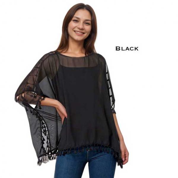 1C73 - Open Shoulder Chiffon Poncho - Black 1C73 - Open Shoulder Chiffon Poncho Black -