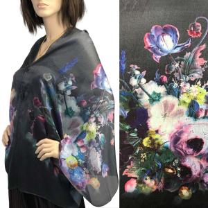 3226 - Satin Charmeuse Button Shawls #11 Satin Charmeuse Shawl with Black Wooden Buttons - 