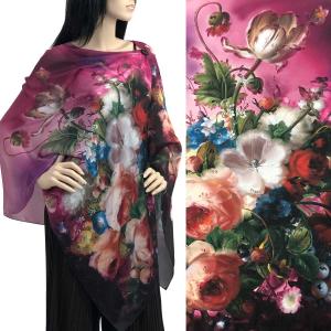 3226 - Satin Charmeuse Button Shawls #14 Satin Charmeuse Shawl with Black Wooden Buttons - 