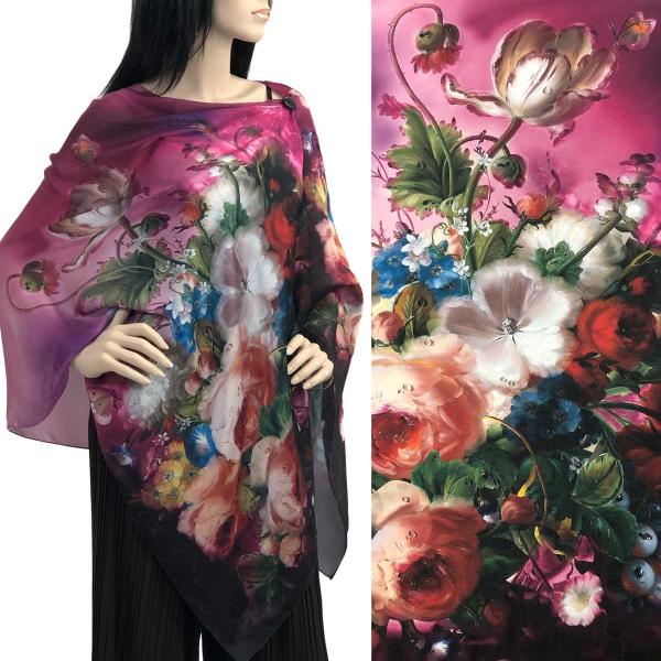 wholesale 3226 - Satin Charmeuse Button Shawls #14 Satin Charmeuse Shawl with Black Wooden Buttons - 