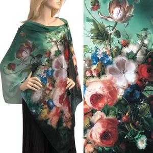 3226 - Satin Charmeuse Button Shawls #13 Satin Charmeuse Shawl with Black Wooden Buttons - 
