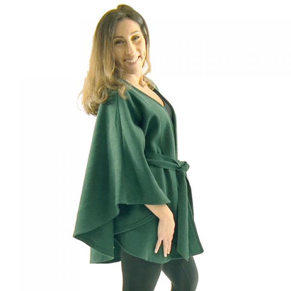 Wholesale LC15 - Capes - Luxury Wool Feel / Belted  LC15 - Hunter Green<br> Belted Cape - 