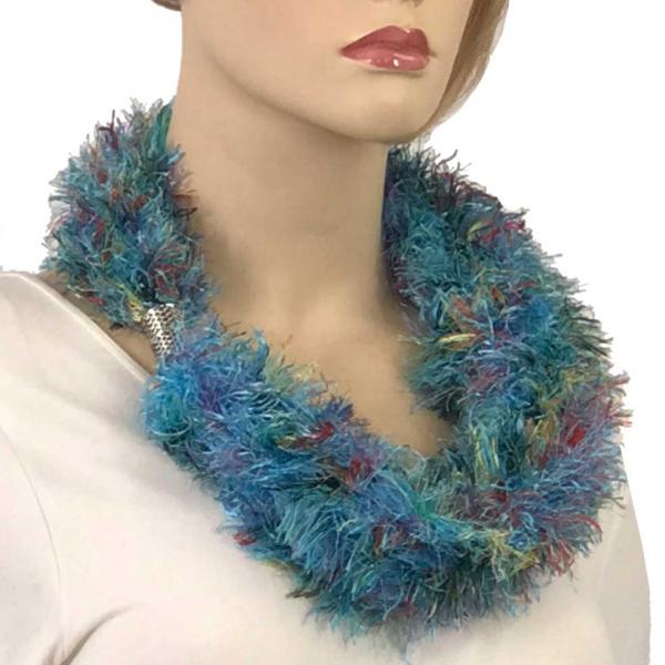 Wholesale 3262 Magnetic Clasp Scarves (Eyelash Yarn) #07 Fiesta Turquoise - 