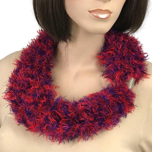 Wholesale 3262 Magnetic Clasp Scarves (Eyelash Yarn) #18 Multi Red-Purple - 