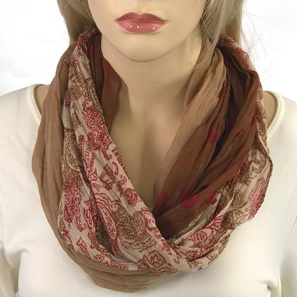Wholesale 3263 - Bohemian Three Layer Magnetic Clasp Scarves #08 Paisley-Polka Dot - Red - 