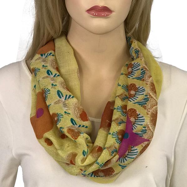 Wholesale 3278 - Magnetic Clasp Scarves (Gypsy Prints) #05 Flower Border Yellow - 