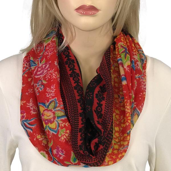 Wholesale 3278 - Magnetic Clasp Scarves (Gypsy Prints) #10 Vintage Border Red - 