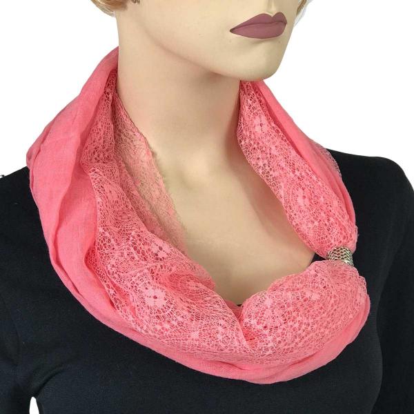 Wholesale 3281 - Cotton Lace Magnetic Clasp Scarves #05 Light Pink - 