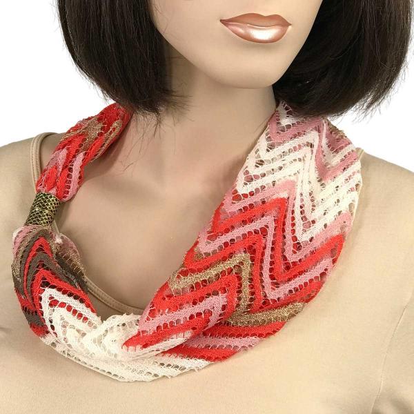 Wholesale 3295 - Chevron Lace Magnetic Clasp Scarves  #01 Pink/White/Taupe - 