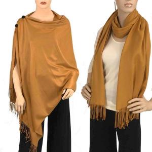 624 - Cashmere Feel Wooden Button Shawls  #20 Mustard with Brown Buttons - 