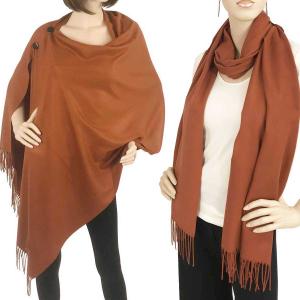 624 - Cashmere Feel Wooden Button Shawls  #19 Russet with Brown Buttons - 