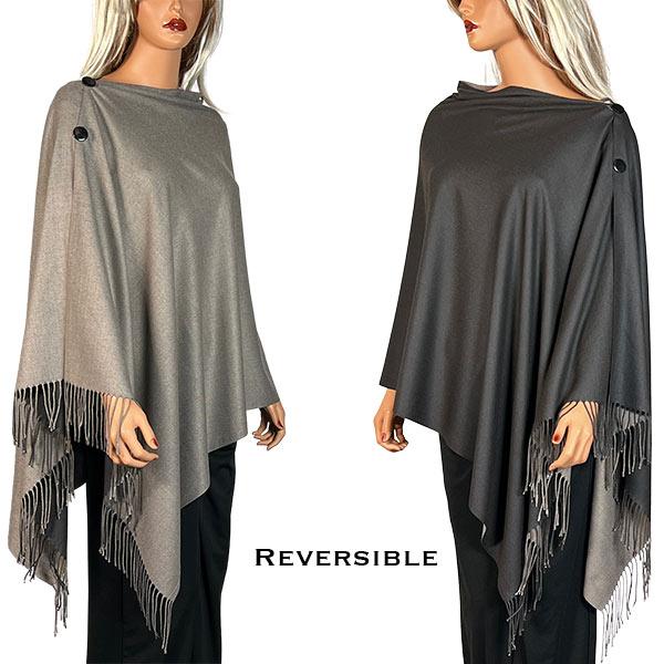 Wholesale 624 - Cashmere Feel Wooden Button Shawls  624 - #31R Taupe/Deep Brown<br>
Reversible Cashmere Feel<br> Wooden Button Shawl
 - 