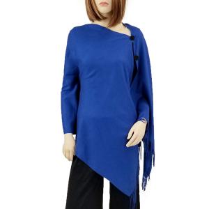 624 - Cashmere Feel Wooden Button Shawls  #26 Royal Blue with Black Buttons - 
