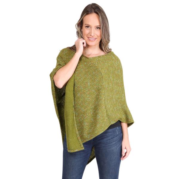 Wholesale 1691 - Tweed Ponchos 1691 - Green <br>Mottled Tweed Poncho  - One Size Fits All