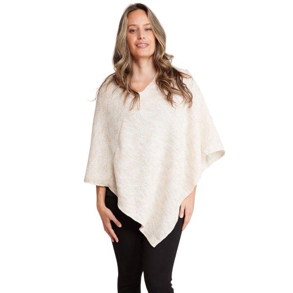 wholesale 1691 - Tweed Ponchos 1691 - Ivory<br> Mottled Tweed Poncho  - One Size Fits All