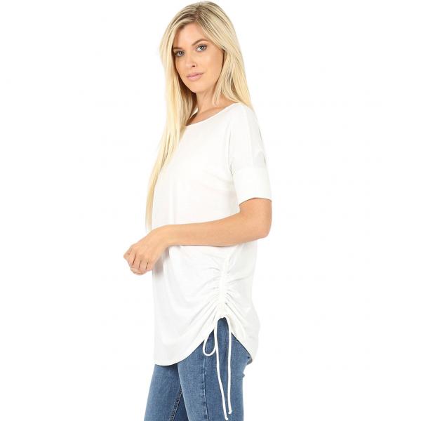 wholesale 2056 - Short Sleeve Ruched Tops Ivory Short Sleeve Ruched Top 2056 - X-Large