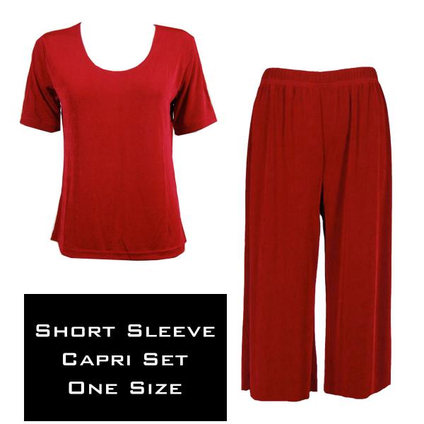 Wholesale 3429 - Slinky Short Sleeve Sets  CRANBERRY - One Size Fits Most